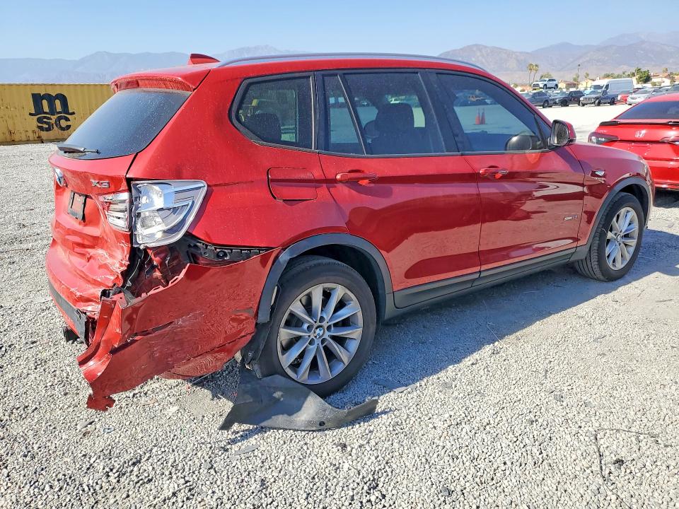 2017 BMW X3 VIN 5UXWZ7C50H0V85947 COPART salvage auction — REAR END, Ca - Salvage Certificate, sold $3,450 on 2026-07-22 (photo 3)