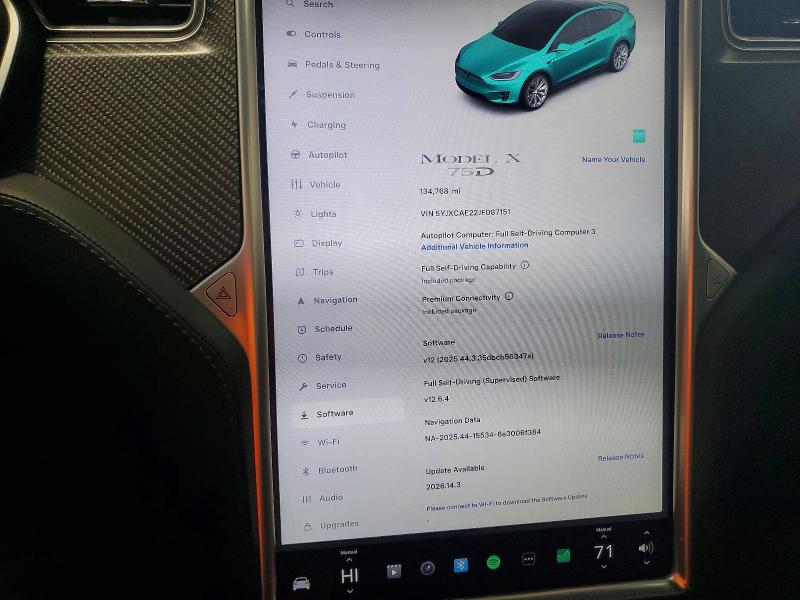 2018 Tesla Model x VIN 5YJXCAE22JF087151 COPART salvage auction — FRONT END, Mn - Cert Of Title-Salvage, sold $7,900 on 2026-07-30 (photo 9)