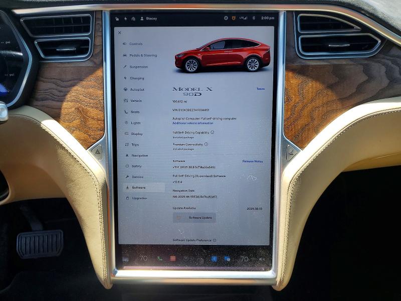 2017 Tesla Model x VIN 5YJXCBE27HF034851 COPART salvage auction — FRONT END, Ca - Salvage Certificate, sold $3,600 on 2026-07-28 (photo 9)