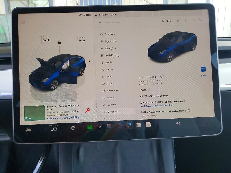 2024 Tesla Model y VIN 7SAYGDEE1RF064947 COPART salvage auction — REAR END, CA - SALVAGE CERTIFICATE, sold $15,200 on 2026-07-23 (photo 9)