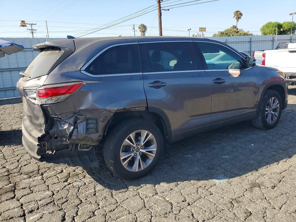 2016 Toyota Highlander VIN 5TDZKRFH5GS141219 COPART salvage auction — REAR END, Ca - Salvage Certificate, sold $3,150 on 2026-07-09 (photo 3)