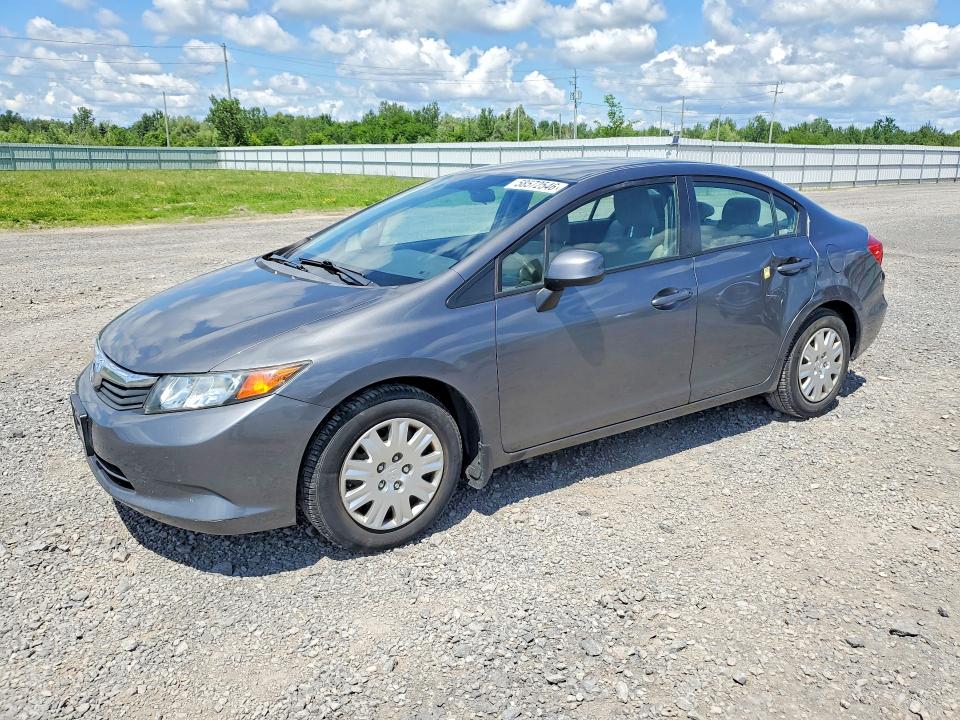 2012 Honda Civic VIN 2HGFB2E49CH017036 COPART salvage auction — SIDE, On - Permit No Brand - Unfit, sold $1,050 on 2026-07-02 (photo 1)