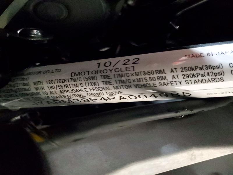 2023 Yamaha Yzf VIN JYARM38E4PA004985 COPART salvage auction — FRONT END, Tn - Salvage Certificate, sold $3,950 on 2026-07-30 (photo 9)