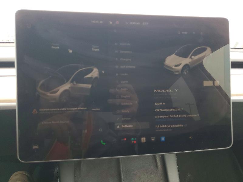 2023 Tesla Model y VIN 7SAYGDEE1PA025737 COPART salvage auction — FRONT END, Ca - Salvage Certificate, sold $14,200 on 2026-07-20 (photo 9)