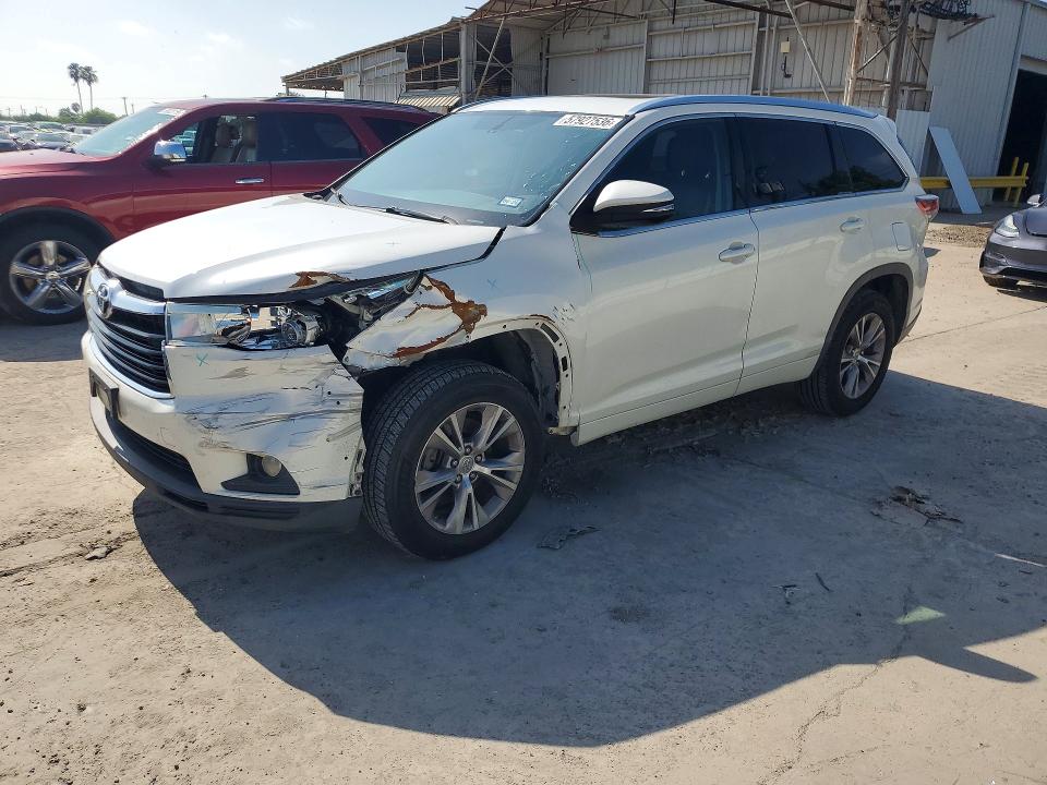 2014 Toyota Highlander VIN 5TDKKRFH6ES030368 COPART salvage auction — FRONT END, Tx - Salvage Vehicle Title, sold $7,400 on 2026-07-07 (photo 1)