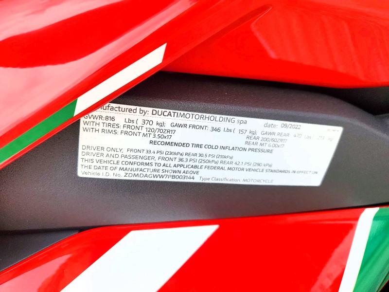 2023 Ducati VIN ZDMDAGWW7PB003144 COPART salvage auction — ROLLOVER, Fl - Certificate Of Destruction, sold $13,000 on 2026-07-09 (photo 9)