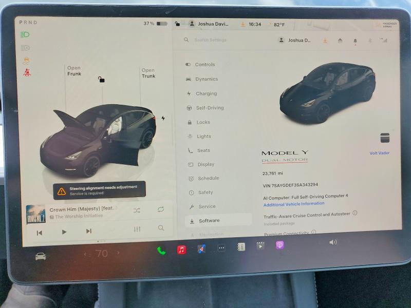 2025 Tesla Model y VIN 7SAYGDEF3SA343294 COPART salvage auction — FRONT END, Va - Cert Of Title - Salvage, sold $21,300 on 2026-07-22 (photo 9)