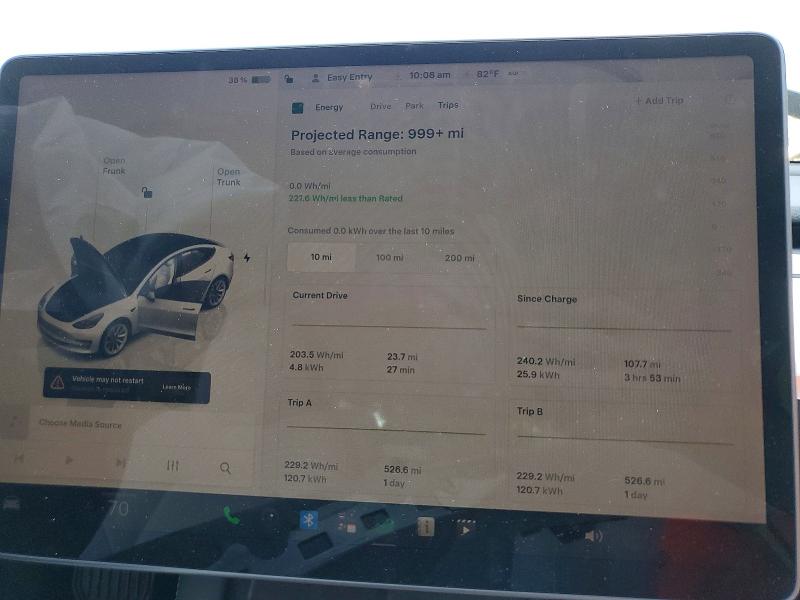 2023 Tesla VIN 5YJ3E1EA1PF552592 COPART salvage auction — FRONT END, Ga - Cert Of Title-Salvage, sold $3,750 on 2026-07-21 (photo 9)