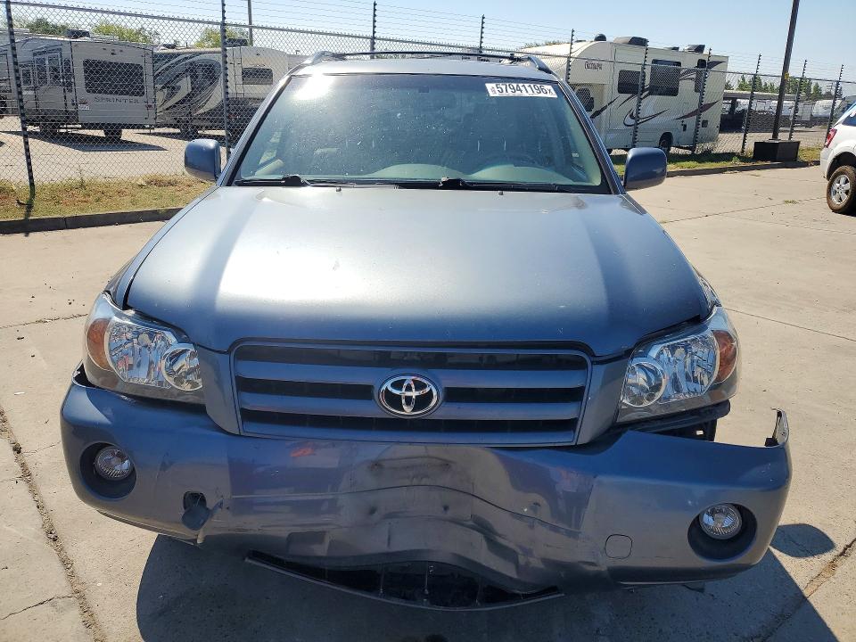 2004 Toyota Highlander VIN JTEEP21AX40062060 COPART salvage auction — FRONT END, Ca - Salvage Certificate, sold $925 on 2026-07-13 (photo 5)