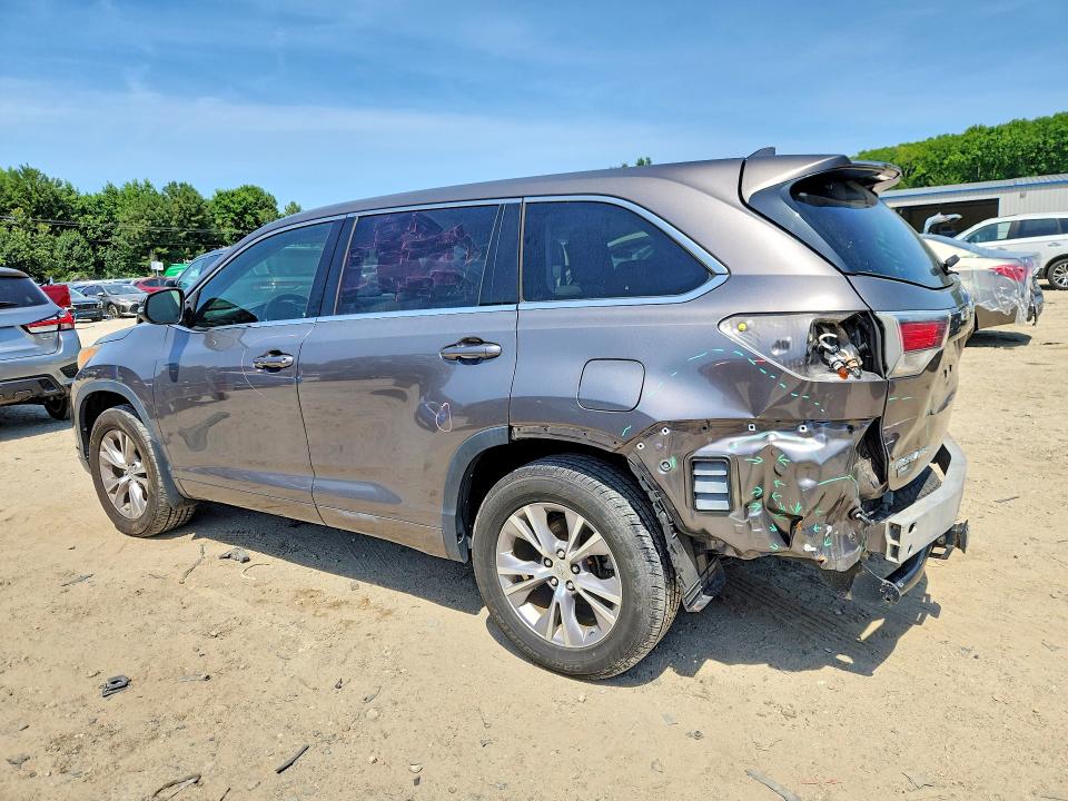 2015 Toyota Highlander VIN 5TDBKRFHXFS088291 COPART salvage auction — REAR END, Va - Certificate Of Title, sold $6,500 on 2026-07-14 (photo 2)