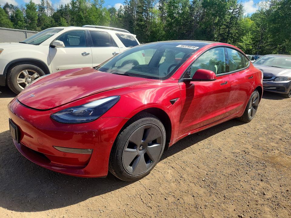 2022 Tesla Model 3 VIN 5YJ3E1EBXNF102834 COPART salvage auction — FRONT END, On - Permit Salvage, sold $9,600 on 2026-07-02 (photo 1)