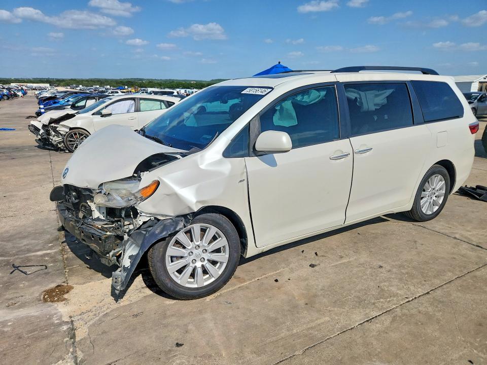 2017 Toyota Sienna VIN 5TDDZ3DC6HS160034 COPART salvage auction — FRONT END, TX - SALVAGE VEHICLE TITLE, sold $3,950 on 2026-07-09 (photo 1)