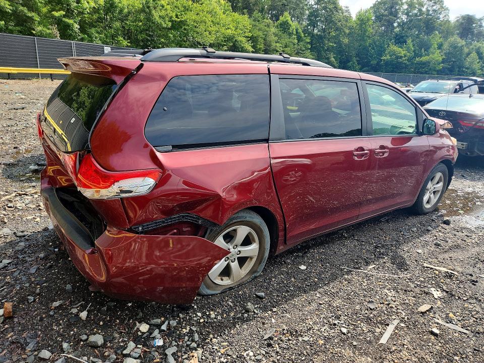 2013 Toyota Sienna VIN 5TDKK3DC9DS341876 COPART salvage auction — FRONT END, Md - Cert Of Salvage > 75% Damage, sold $1,200 on 2026-07-28 (photo 3)