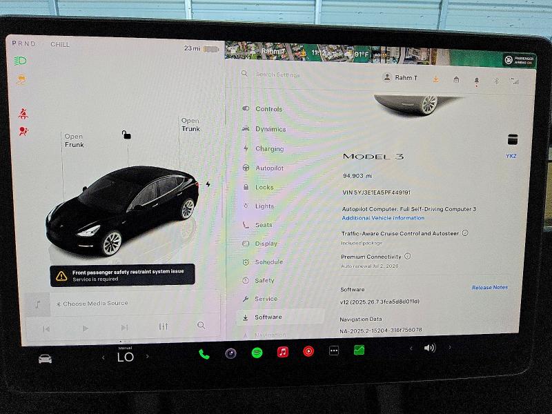 2023 Tesla Model 3 VIN 5YJ3E1EA5PF449191 COPART salvage auction — MINOR DENT/SCRATCHES, Fl - Certificate Of Title (P), sold $8,900 on 2026-07-07 (photo 9)