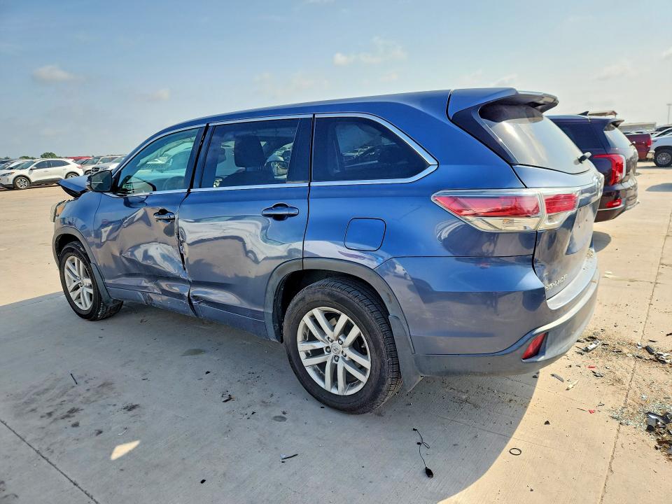 2014 Toyota Highlander VIN 5TDBKRFH0ES064225 COPART salvage auction — FRONT END, Tx - Salvage Vehicle Title, sold $2,600 on 2026-07-09 (photo 2)