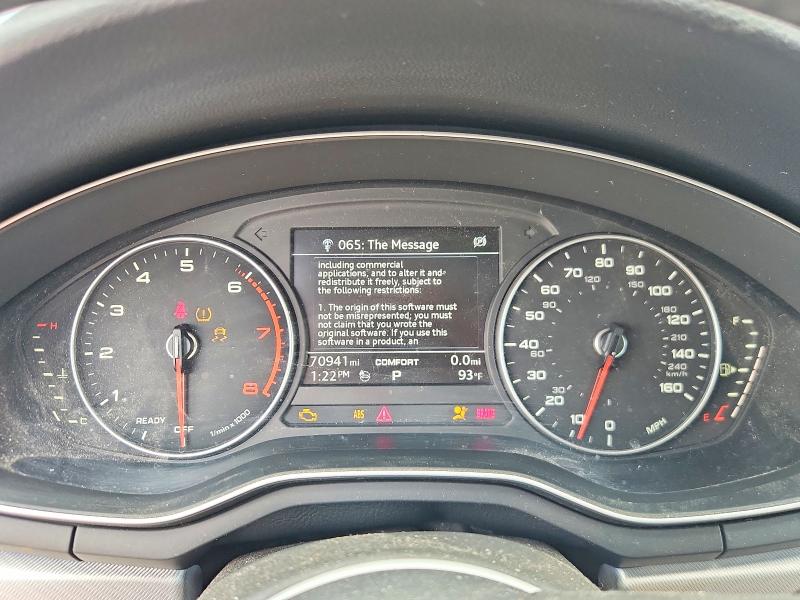 2017 Audi A4 VIN WAUANAF48HN007182 COPART salvage auction — FRONT END, Tx - Salvage Vehicle Title, sold $525 on 2026-07-27 (photo 9)