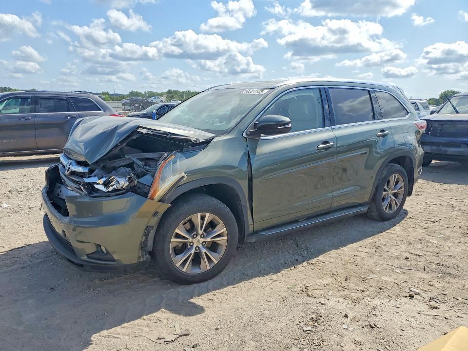 2015 Toyota Highlander VIN 5TDJKRFH9FS122216 COPART salvage auction — FRONT END, KS - CERT OF TITLE-SALVAGE, sold $125 on 2026-07-28 (photo 1)