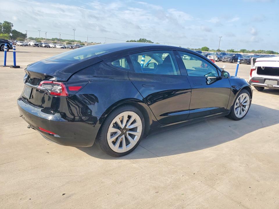 2022 Tesla Model 3 VIN 5YJ3E1EA4NF185202 COPART salvage auction — REAR END, TX - CERTIFICATE OF TITLE, sold $7,200 on 2026-07-08 (photo 3)