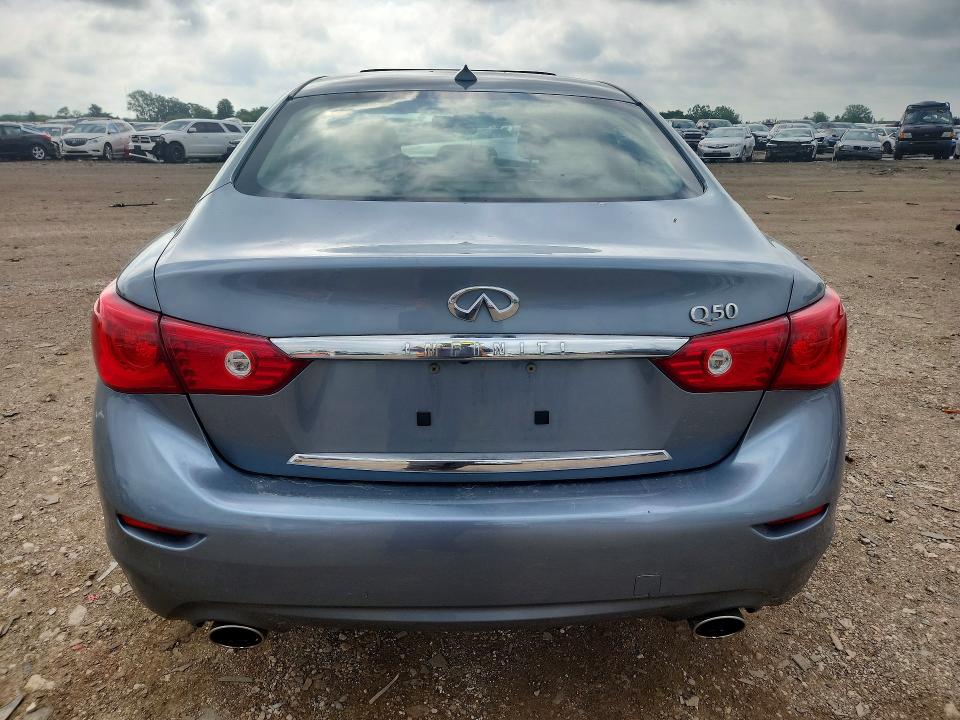 2014 Infiniti Q50 VIN JN1BV7AP3EM672636 COPART salvage auction — FRONT END, Wv - Salvage Certificate, sold $400 on 2026-07-30 (photo 6)