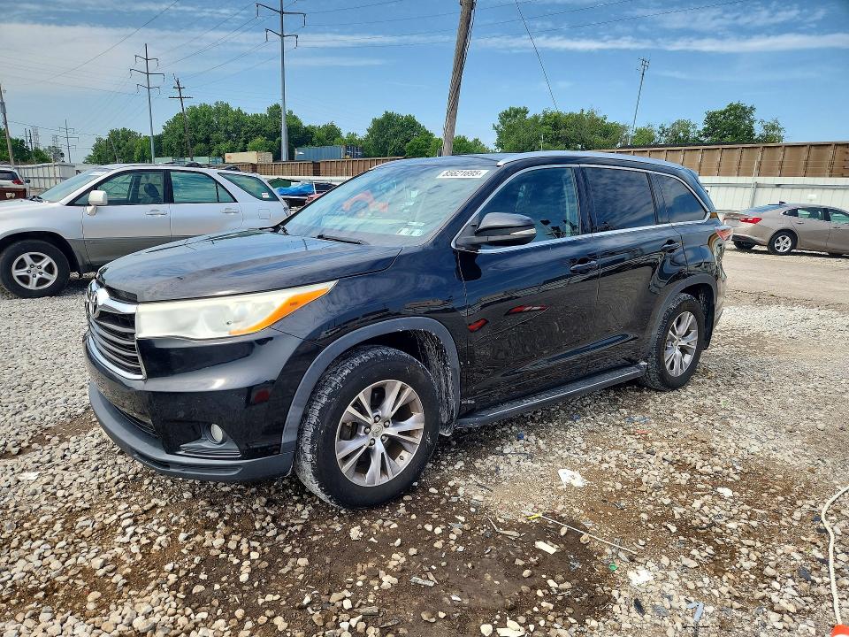 2014 Toyota Highlander VIN 5TDJKRFH6ES040118 COPART salvage auction — UNDERCARRIAGE, Oh - Certificate Of Title (P), sold $7,500 on 2026-07-21 (photo 1)
