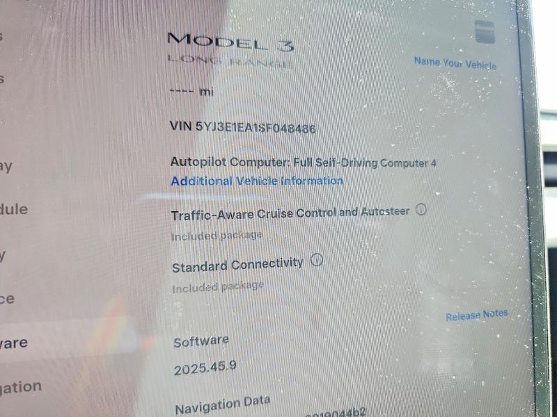 2025 Tesla Model 3 VIN 5YJ3E1EA1SF048486 COPART salvage auction — REAR END, Az - Cert Of Title - Salvage, sold $10,000 on 2026-07-10 (photo 9)