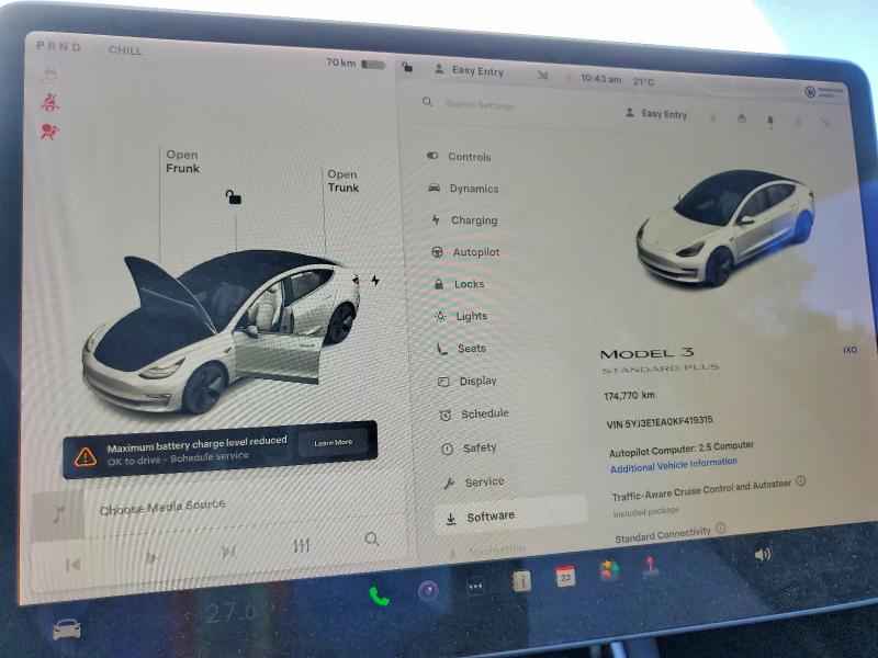 2019 Tesla Model 3 VIN 5YJ3E1EA0KF419315 COPART salvage auction — FRONT END, On - Permit Salvage, sold $3,550 on 2026-07-02 (photo 9)
