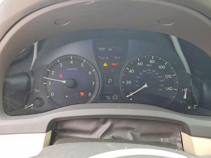 2012 Lexus VIN 2T2ZK1BA3CC074628 COPART salvage auction — WATER/FLOOD, Fl - Cert Of Title-Slvg Rebld Flood, sold $3,900 on 2026-07-04 (photo 9)