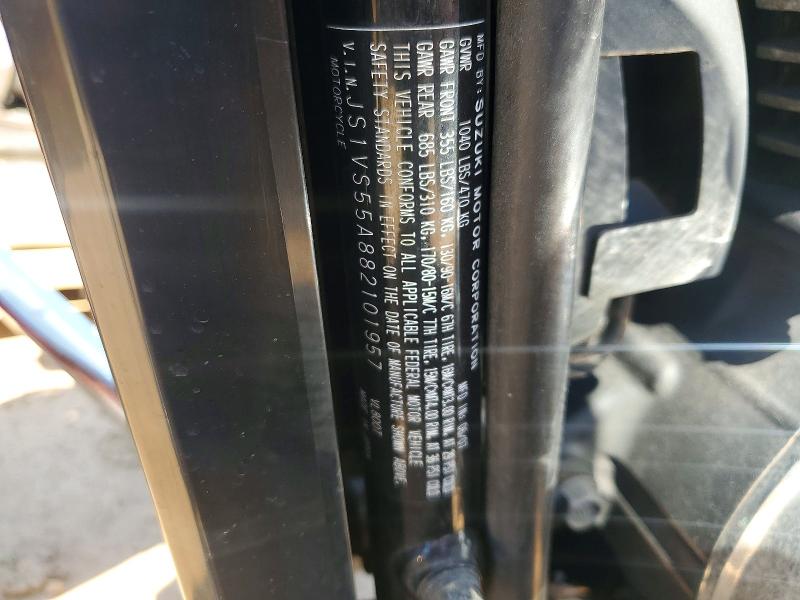 2008 Suzuki Vl 800 volusia VIN JS1VS55A882101957 COPART salvage auction — FRONT END, Nc - Salvage Certificate Of Title, sold $525 on 2026-07-30 (photo 9)