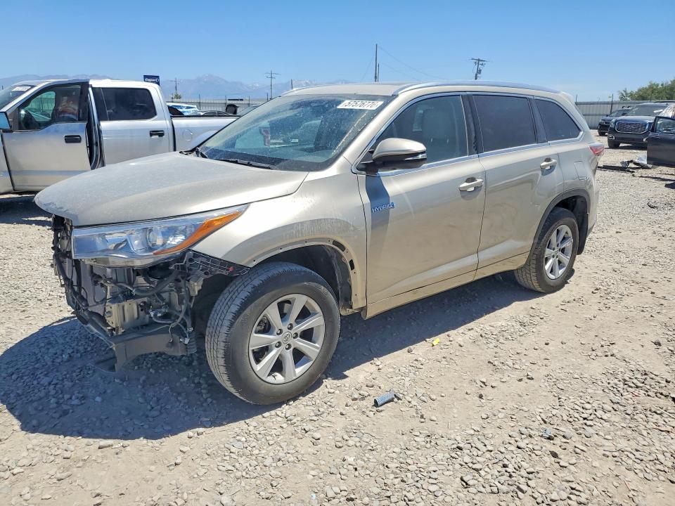 2015 Toyota Highlander hybrid VIN 5TDDCRFHXFS012284 COPART salvage auction — FRONT END, OR - SALVAGE TITLE CERTIFICATE, sold $7,400 on 2026-07-14 (photo 1)