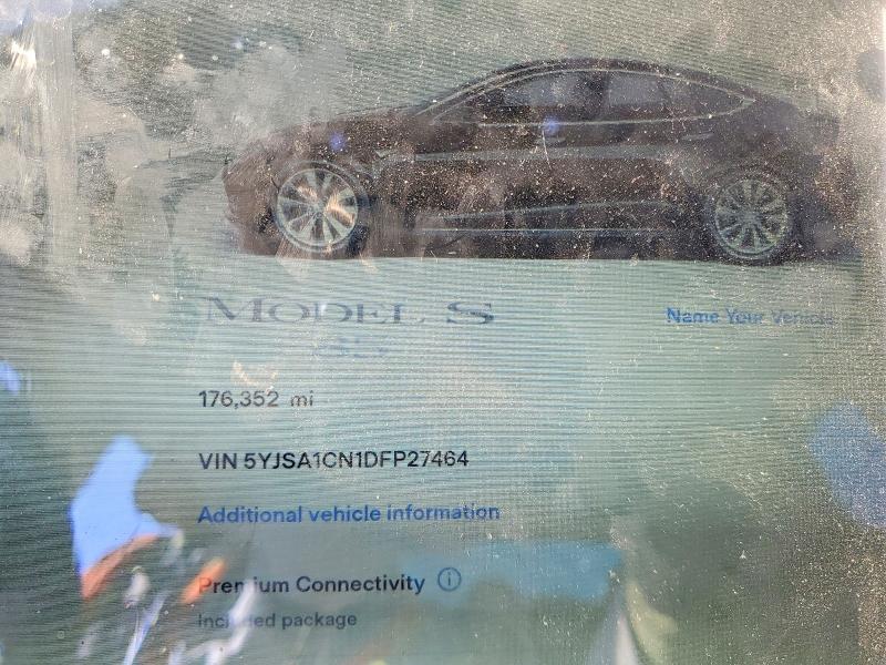 2013 Tesla Model s VIN 5YJSA1CN1DFP27464 COPART salvage auction — REAR END, Ca - Salvage Certificate, sold $2,750 on 2026-07-14 (photo 9)