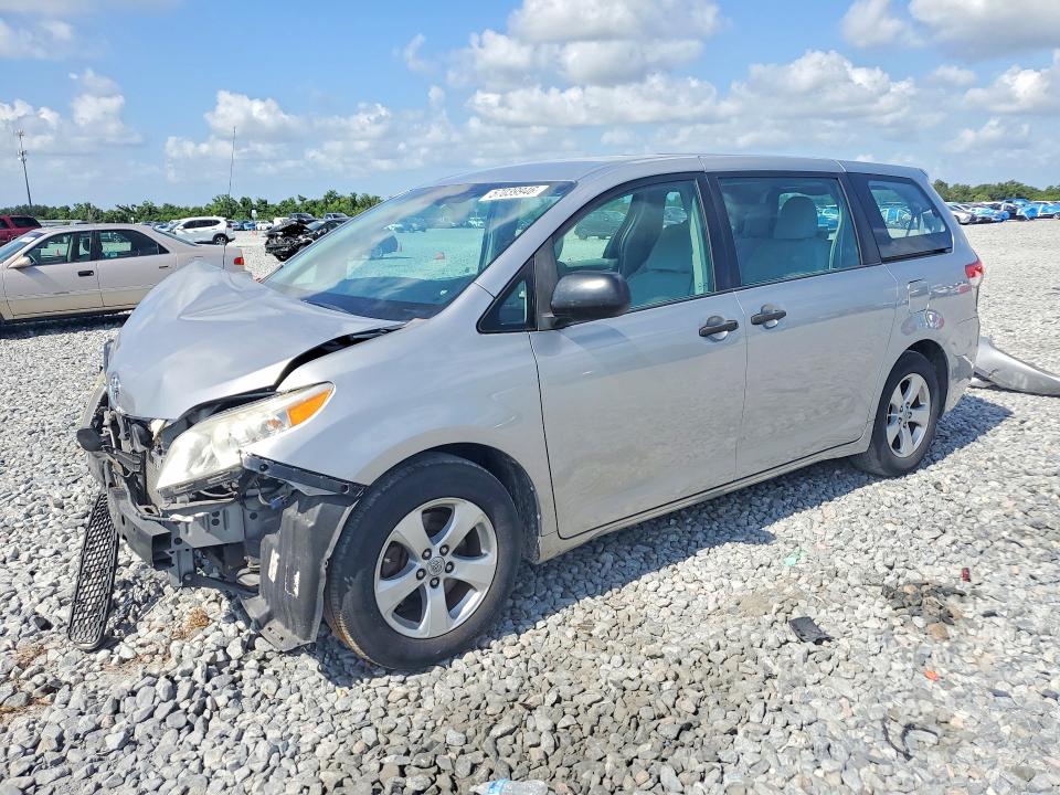 2012 Toyota Sienna VIN 5TDZK3DC6CS196583 COPART salvage auction — FRONT END, Fl - Cert Of Title Slvg Rebuildable, sold $1,150 on 2026-07-14 (photo 1)