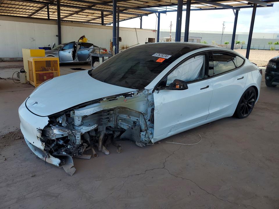 2020 Tesla VIN 5YJ3E1EBXLF646361 COPART salvage auction — FRONT END, Az - Cert Of Title - Salvage, sold $3,150 on 2026-07-07 (photo 1)