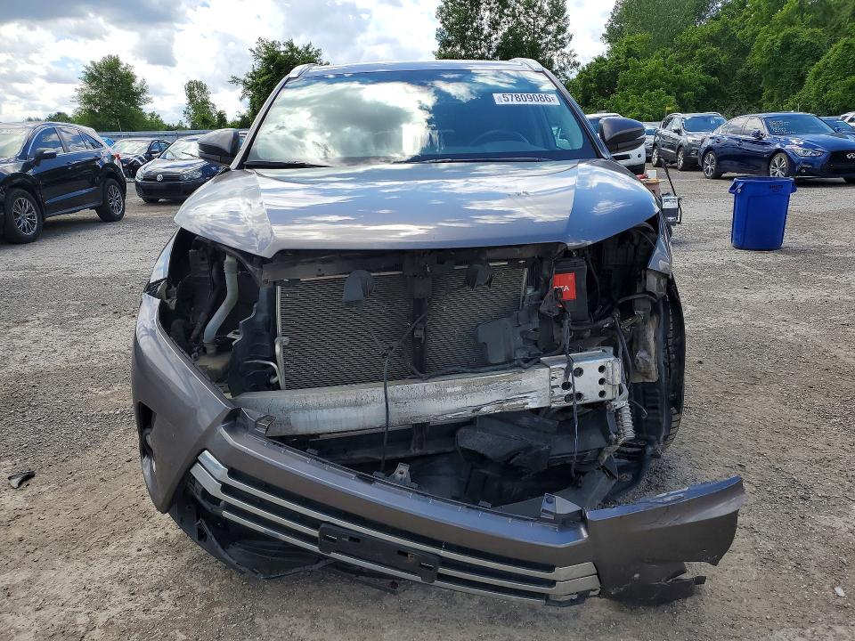 2019 Toyota Highlander VIN 5TDJZRFH7KS592721 COPART salvage auction — FRONT END, On - Permit Salvage, sold $6,200 on 2026-07-16 (photo 5)