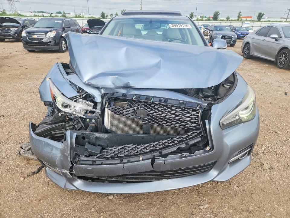 2014 Infiniti Q50 VIN JN1BV7AP3EM672636 COPART salvage auction — FRONT END, Wv - Salvage Certificate, sold $400 on 2026-07-30 (photo 5)