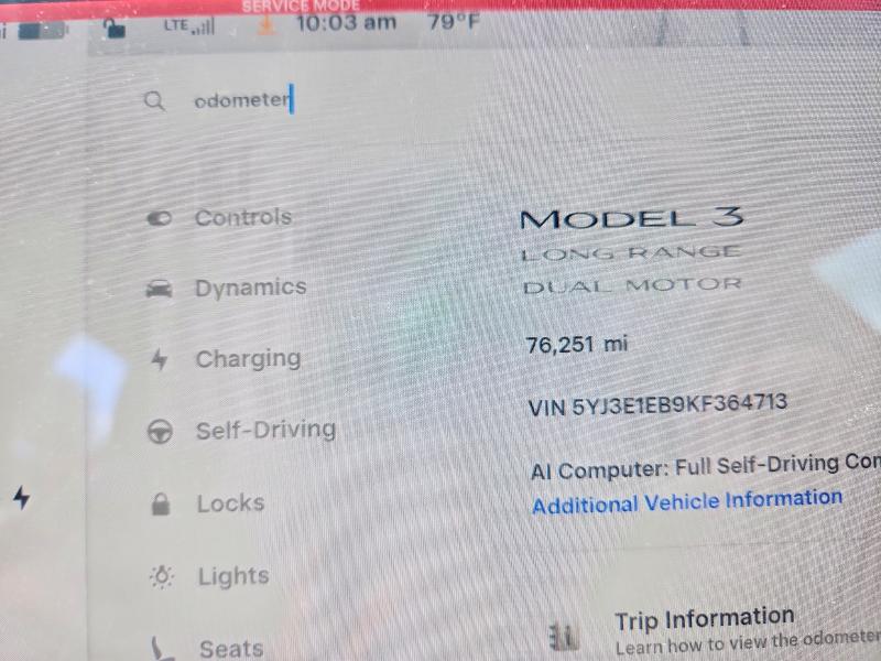 2019 Tesla Model 3 VIN 5YJ3E1EB9KF364713 COPART salvage auction — SIDE, PA - CERTIFICATE OF SALVAGE, sold $6,600 on 2026-07-02 (photo 9)