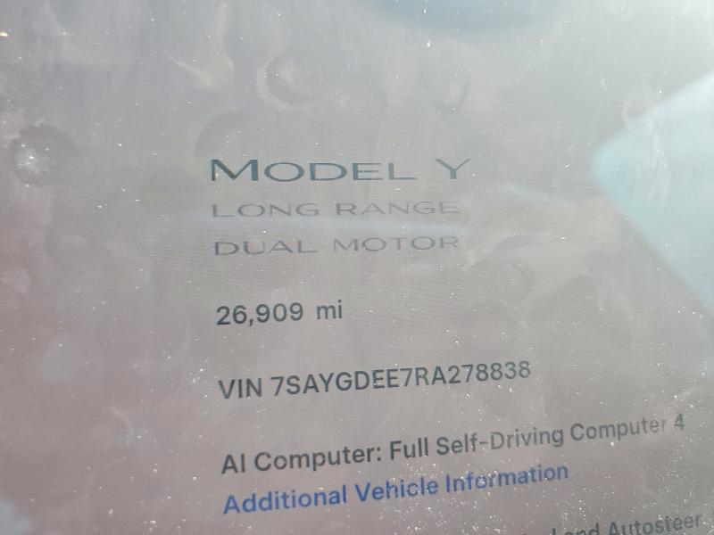 2024 Tesla Model y VIN 7SAYGDEE7RA278838 COPART salvage auction — REAR END, OK - CERT OF TITLE-SALVAGE, sold $625 on 2026-07-21 (photo 9)