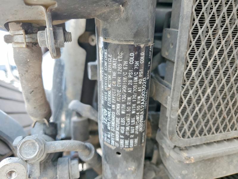 2010 Kawasaki Vulcan VIN JKBVNRA12AA003020 COPART salvage auction — FRONT END, Tx - Salvage Vehicle Title, sold $600 on 2026-07-09 (photo 9)