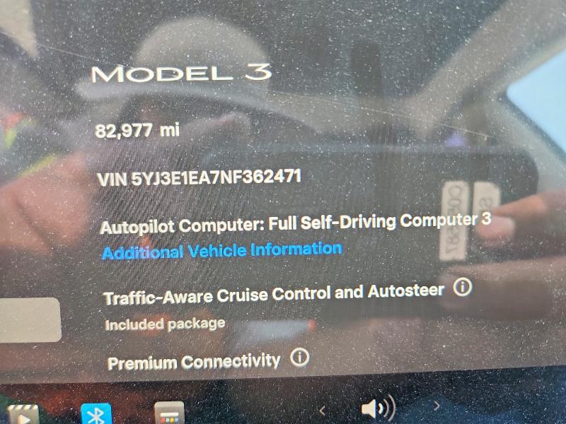 2022 Tesla Model 3 VIN 5YJ3E1EA7NF362471 COPART salvage auction — SIDE, Ca - Salvage Certificate, sold $6,500 on 2026-08-27 (photo 9)