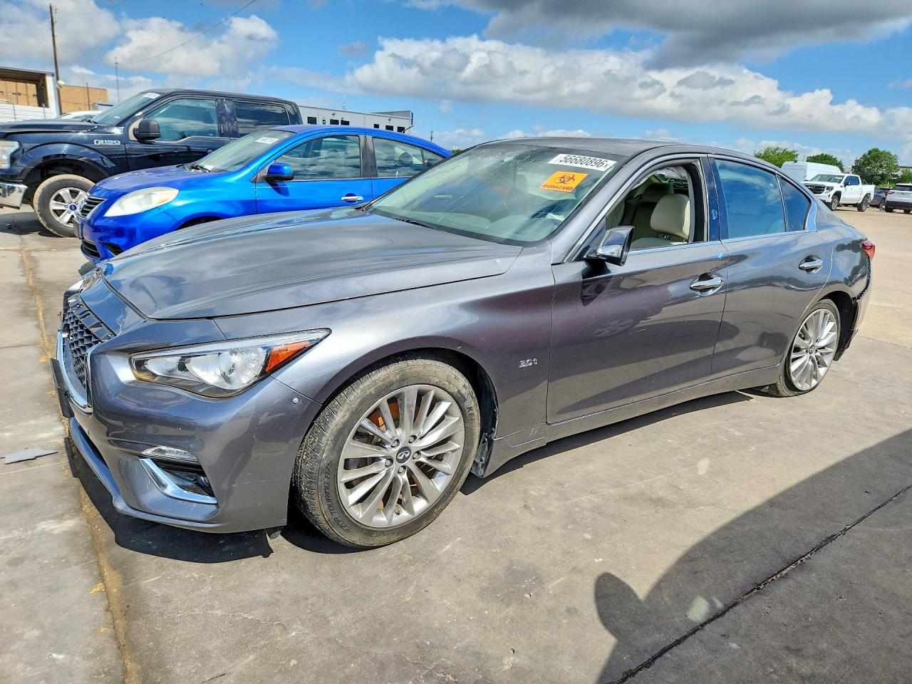 2018 Infiniti Q50 VIN JN1EV7AP8JM354910 COPART salvage auction — Side, TX - SALVAGE VEHICLE TITLE, sold $975 on 2026-07-09 (photo 1)