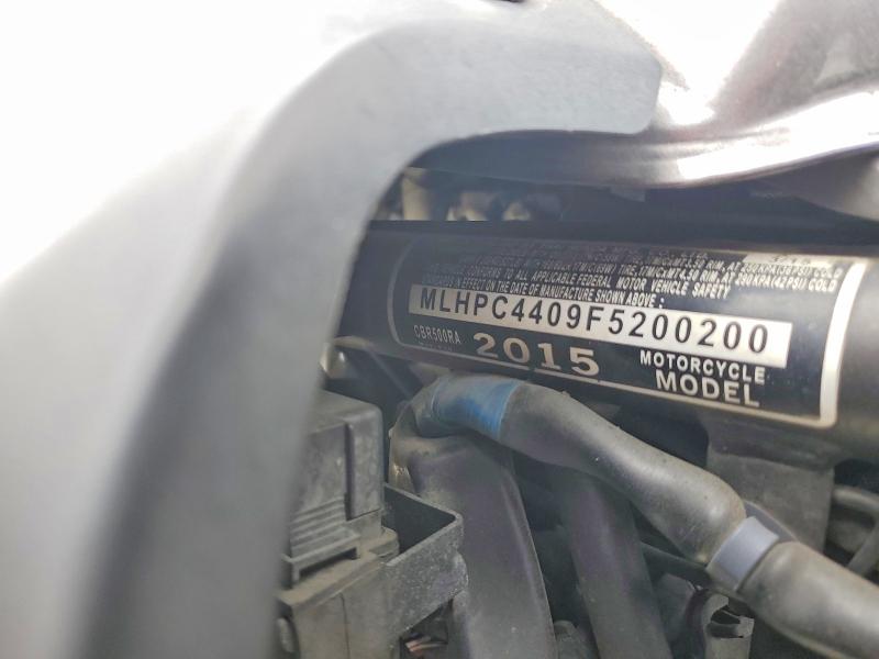 2015 Honda Cbr500 VIN MLHPC4409F5200200 COPART salvage auction — SIDE, Ca - Salvage Certificate, sold $300 on 2026-07-08 (photo 9)