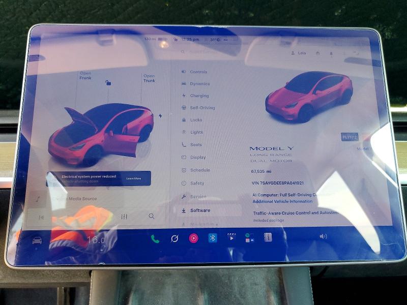 2023 Tesla Model y VIN 7SAYGDEE8PA041921 COPART salvage auction — UNDERCARRIAGE, Ca - Salvage Certificate, sold $12,000 on 2026-07-30 (photo 9)