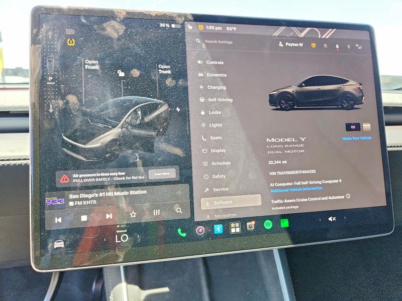 2026 Tesla Model y VIN 7SAYGDEE8TF404330 COPART salvage auction — FRONT END, CA - SALVAGE CERTIFICATE, sold $17,500 on 2026-07-28 (photo 9)