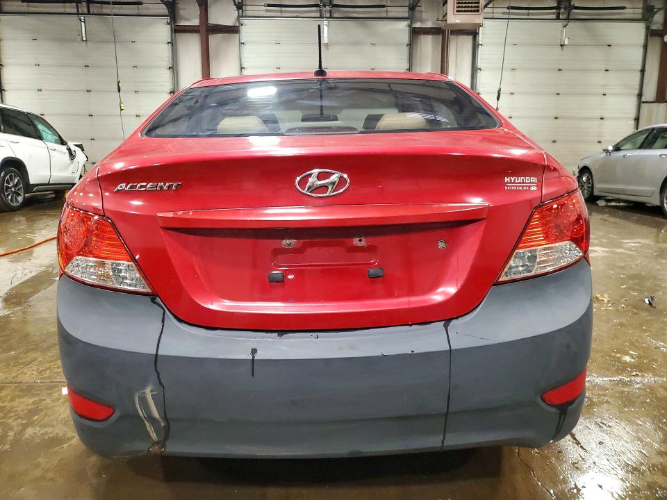 2013 Hyundai Accent VIN KMHCU4AE5DU436582 COPART salvage auction — REAR END, Pa - Certificate Of Salvage, sold $550 on 2026-07-07 (photo 6)