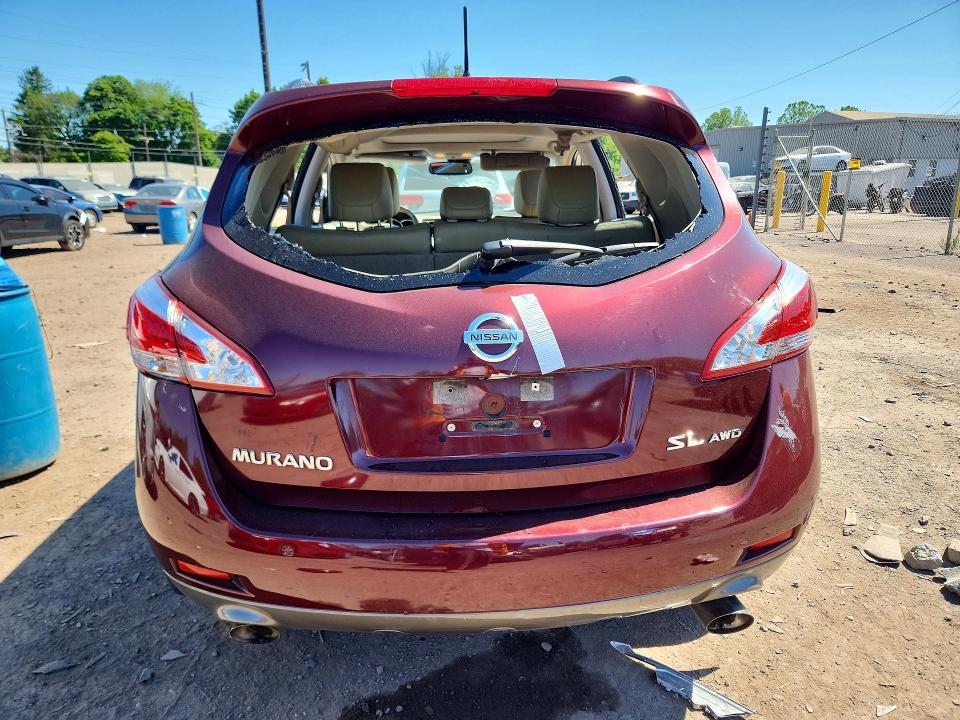 2012 Nissan Murano VIN JN8AZ1MW7CW236505 COPART salvage auction — VANDALISM, Pa - Certificate Of Salvage, sold $400 on 2026-07-13 (photo 6)