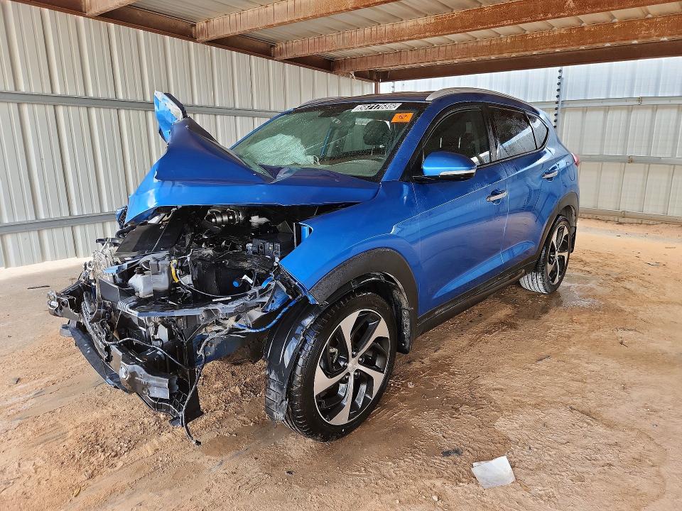 2016 Hyundai Tucson VIN KM8J33A20GU096336 COPART salvage auction — FRONT END, TX - CERTIFICATE OF TITLE, sold $600 on 2026-07-09 (photo 1)