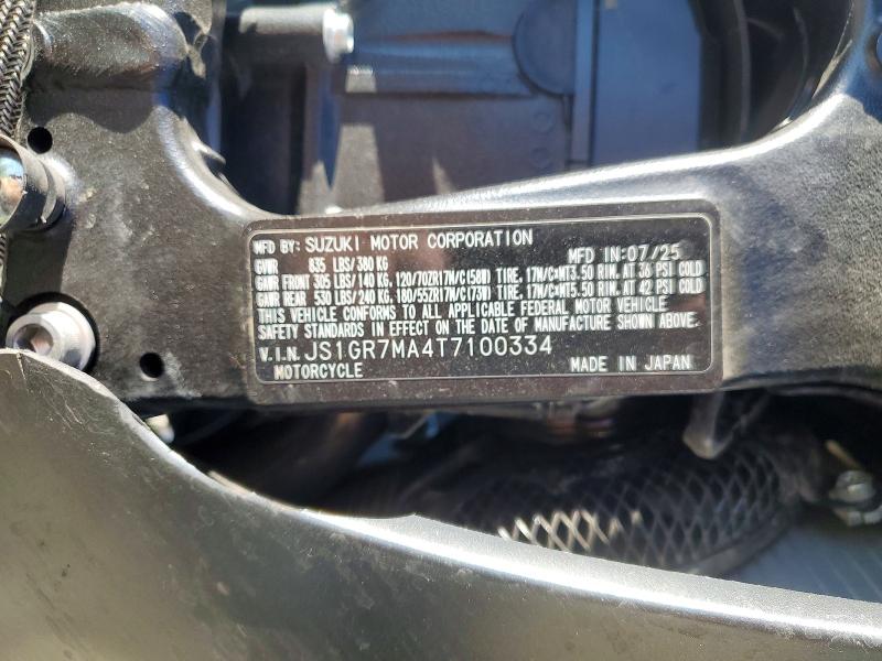 2026 Suzuki Gsx-r VIN JS1GR7MA4T7100334 COPART salvage auction — REAR END, Pa - Certificate Of Salvage, sold $4,400 on 2026-07-16 (photo 9)