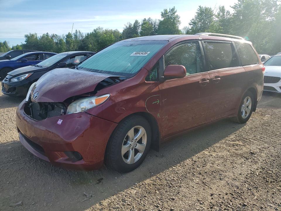 2014 Toyota Sienna VIN 5TDKK3DC0ES490551 COPART salvage auction — FRONT END, On - Permit Salvage, sold $4,600 on 2026-07-02 (photo 1)