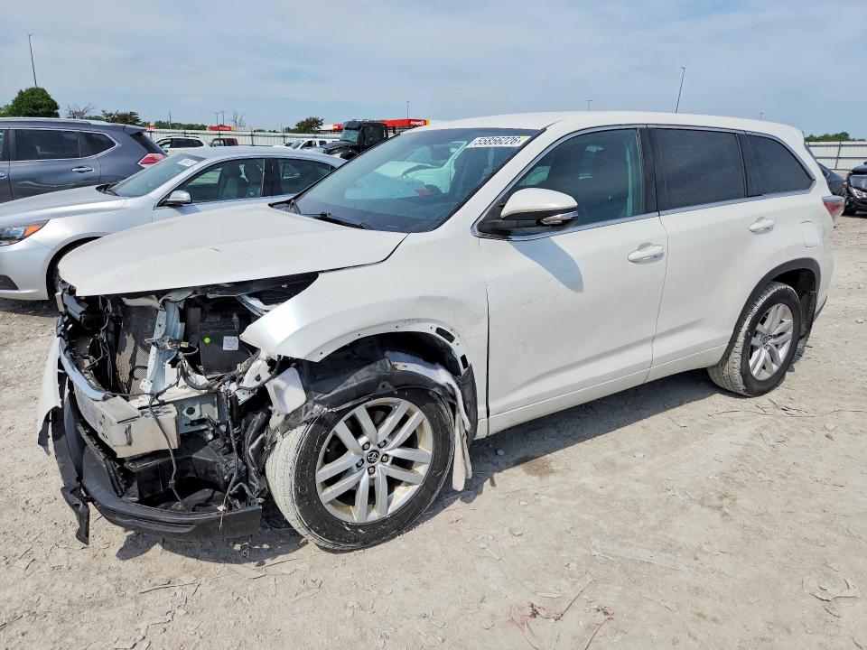 2016 Toyota Highlander VIN 5TDBKRFH3GS231423 COPART salvage auction — FRONT END, IL - SALVAGE CERTIFICATE, sold $1,750 on 2026-07-08 (photo 1)