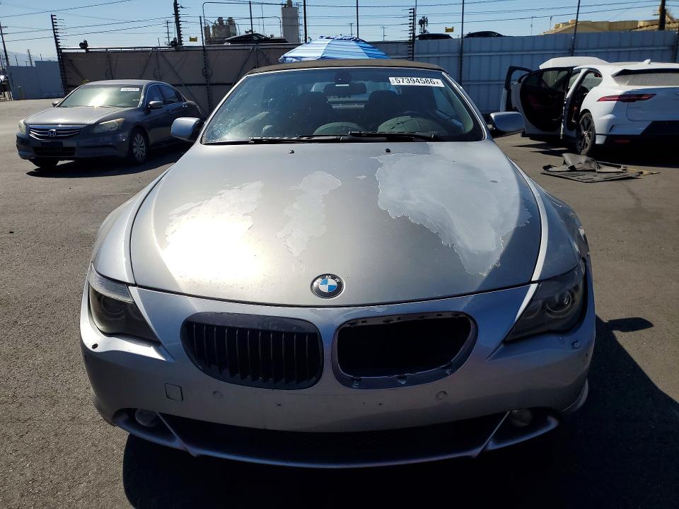 2007 BMW 6 series VIN WBAEK13567CN80616 COPART salvage auction — MINOR DENT/SCRATCHES, CA - DIS/DLR/EXP ONLY CLEAN TITLE (P), sold $500 on 2026-07-20 (photo 5)