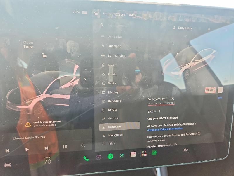 2020 Tesla Model 3 VIN 5YJ3E1EC3LF603246 COPART salvage auction — REAR END, Mi - Certificate Of Title, sold $5,400 on 2026-07-31 (photo 9)